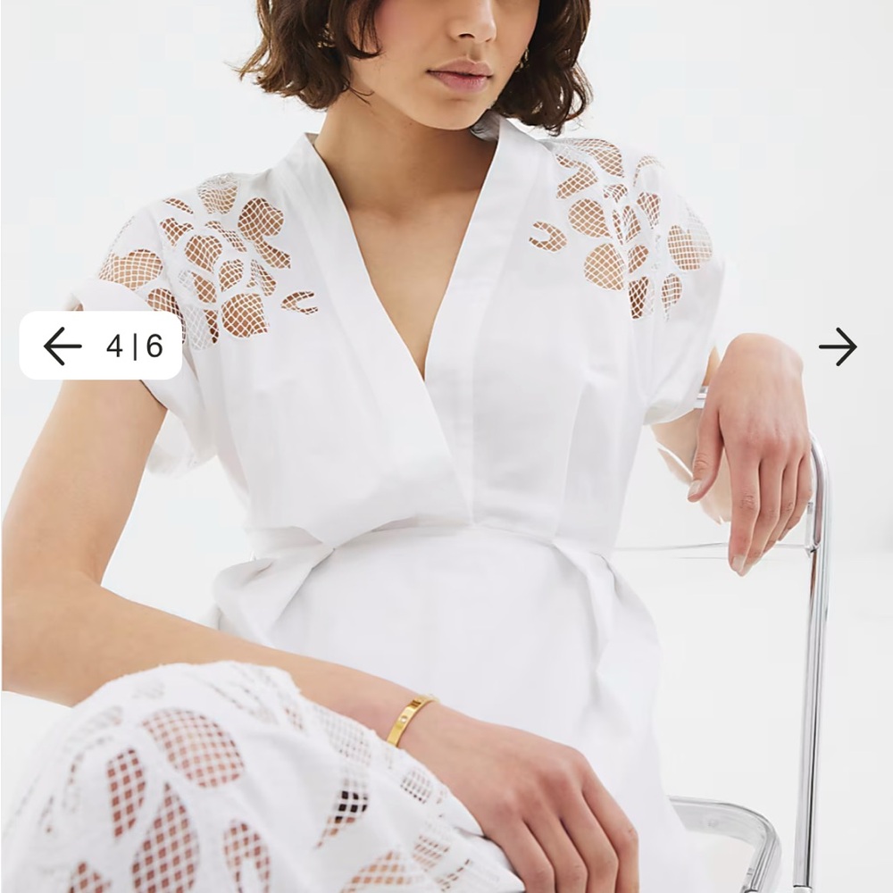 River Island White Maxi Dress with Lace Detail